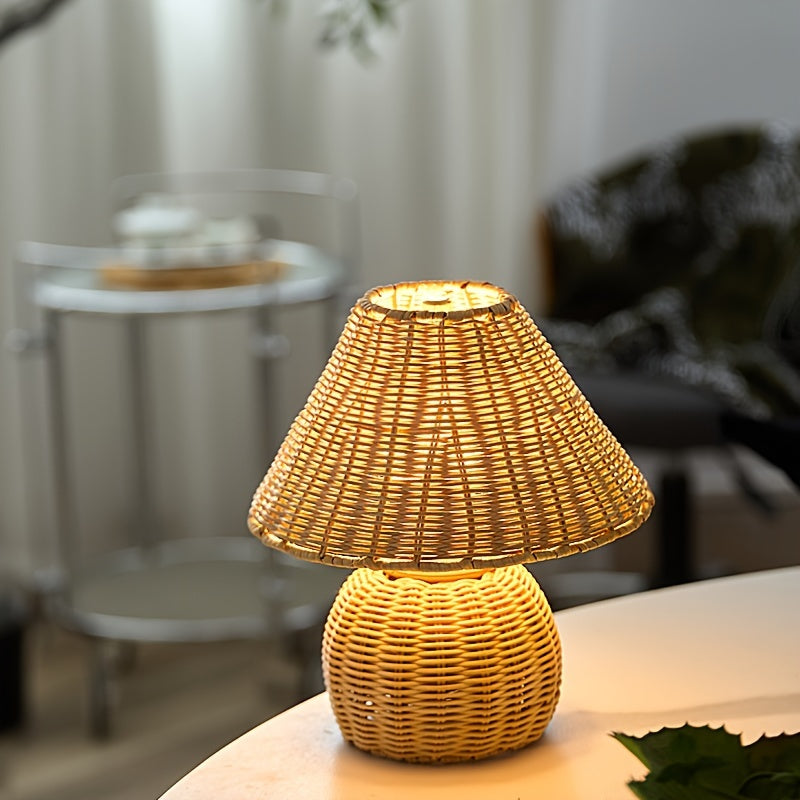 Bamboo Woven Boho Desk Lamp