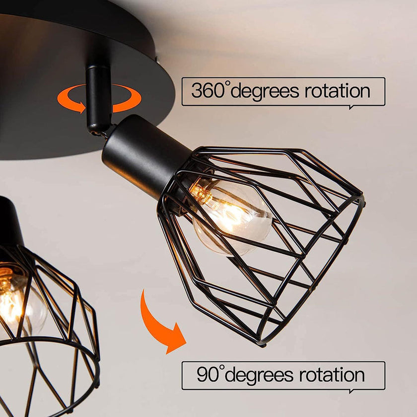 Industrial Adjustable Black Spotlight Ceiling Light