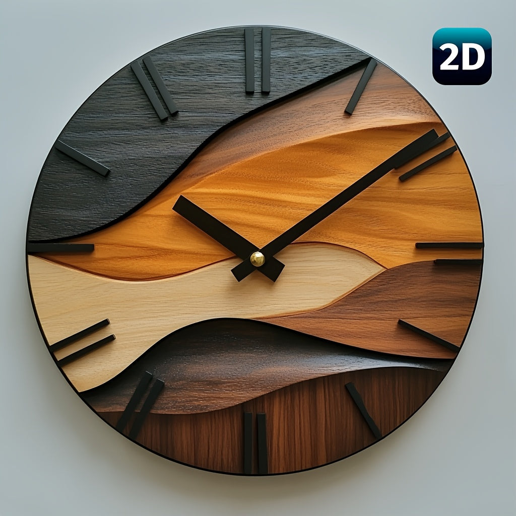 Nordic Faux Wood Round Wall Clock