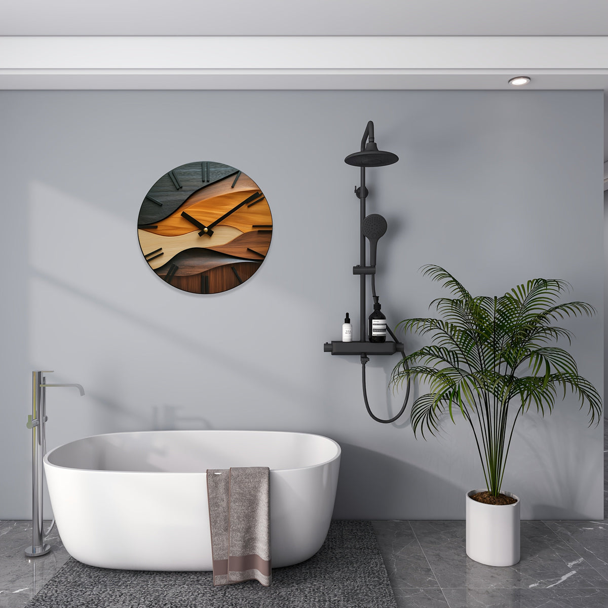 Nordic Faux Wood Round Wall Clock