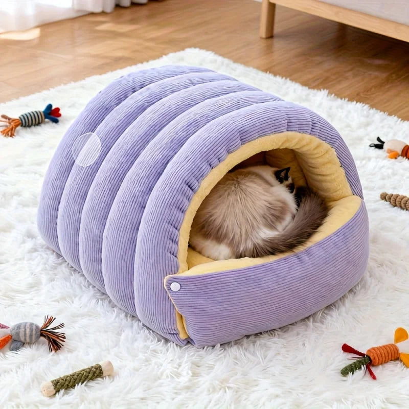 Fleece Enclosed Cat Cave Bed: Warm, Cozy Retreat