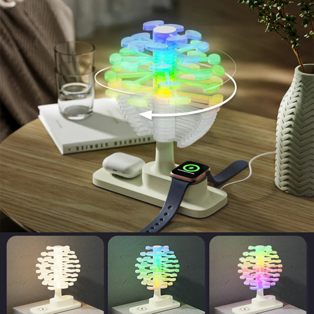 Spiral Tree Table Lamp with Wireless Charger: Light Meets Function