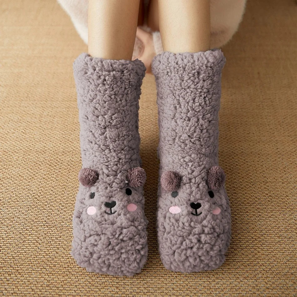 Kawaii Bear Fleece Socks: Adorable Everyday Comfort