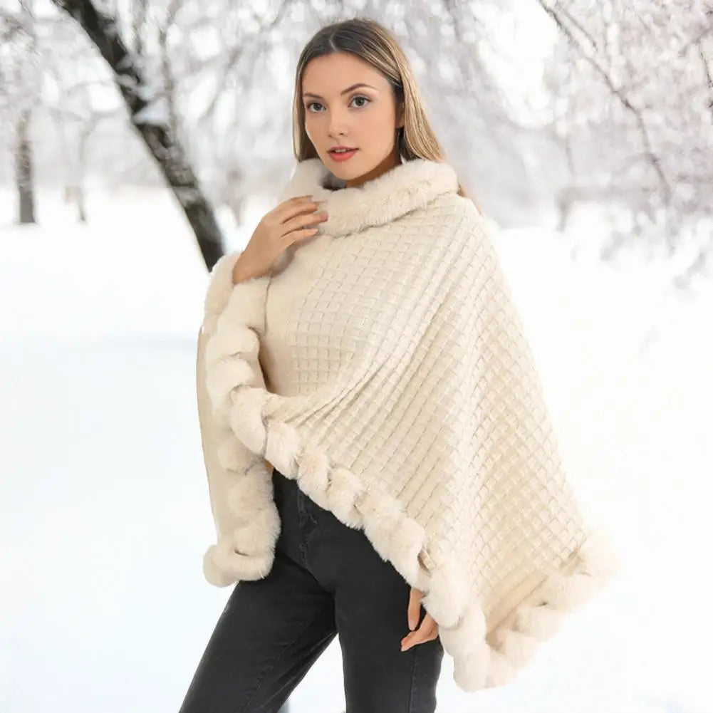Faux Fur Shawl Cloak: Elegant Warmth for Women