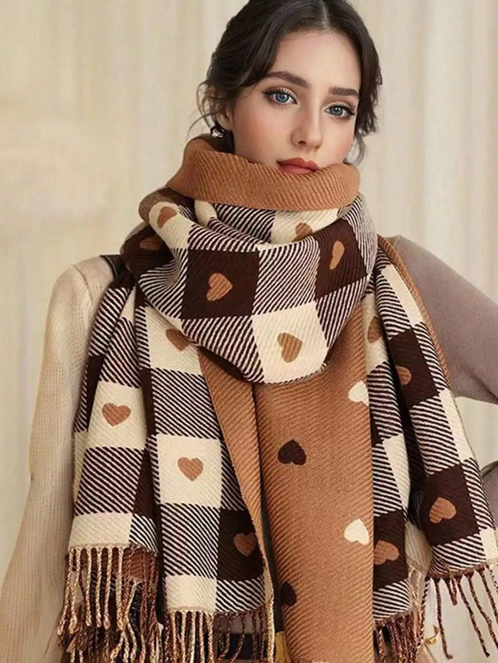 Checkered Winter Scarf Shawl: Cozy Cold-Weather Style