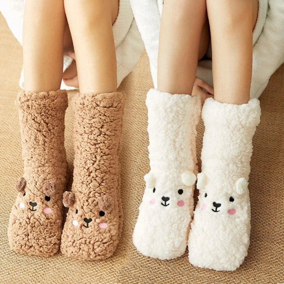 Kawaii Bear Fleece Socks: Adorable Everyday Comfort