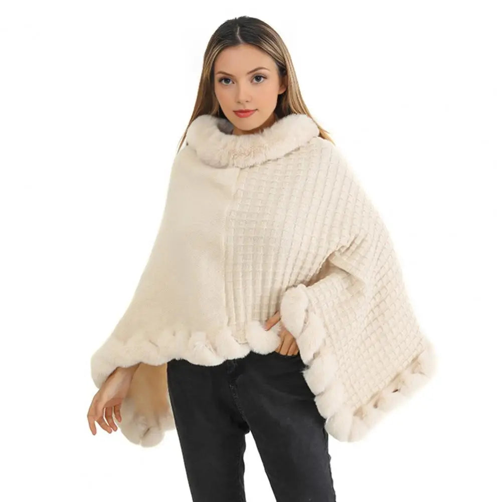 Faux Fur Shawl Cloak: Elegant Warmth for Women