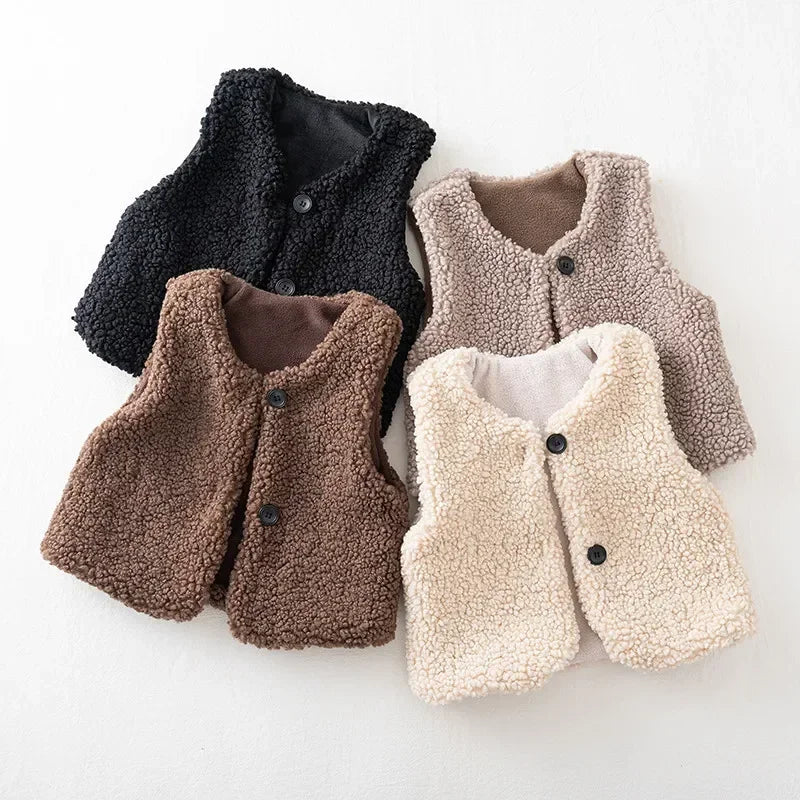 Kids Lamb Wool Winter Waist Coat: Warmth With Style