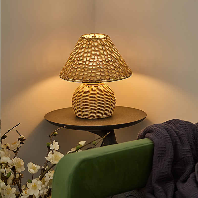 Bamboo Woven Boho Desk Lamp