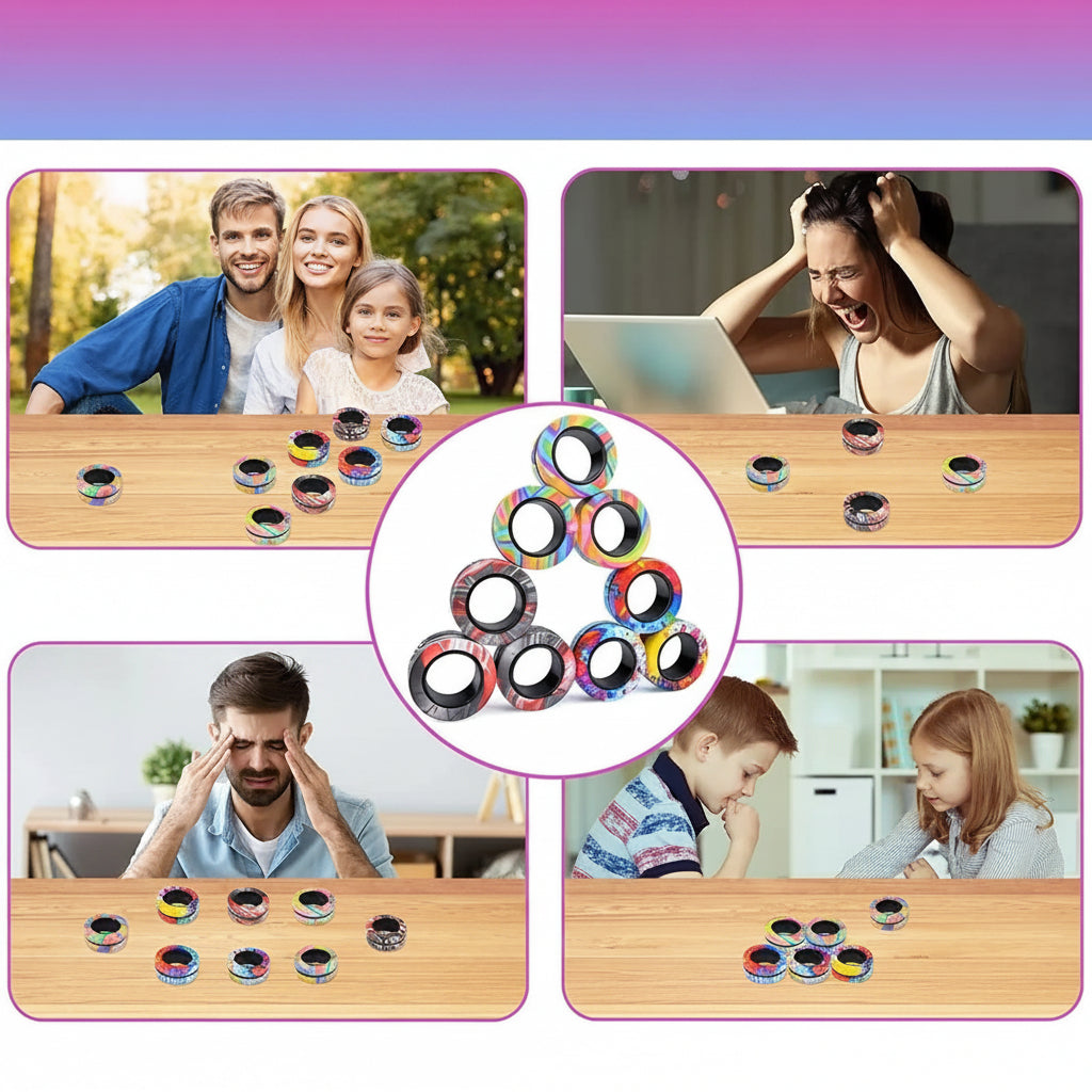 Magnetic Fidget Ring Spinner Set: Compact Stress Relief On the Go