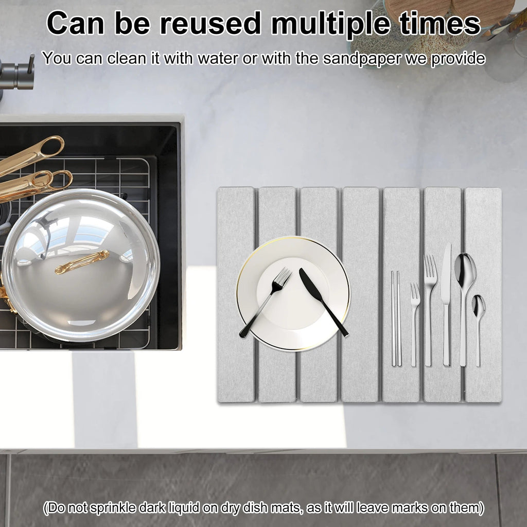 Diatomite Stone Dish Drying Mat: Fast-Dry Kitchen Counter Upgrade
