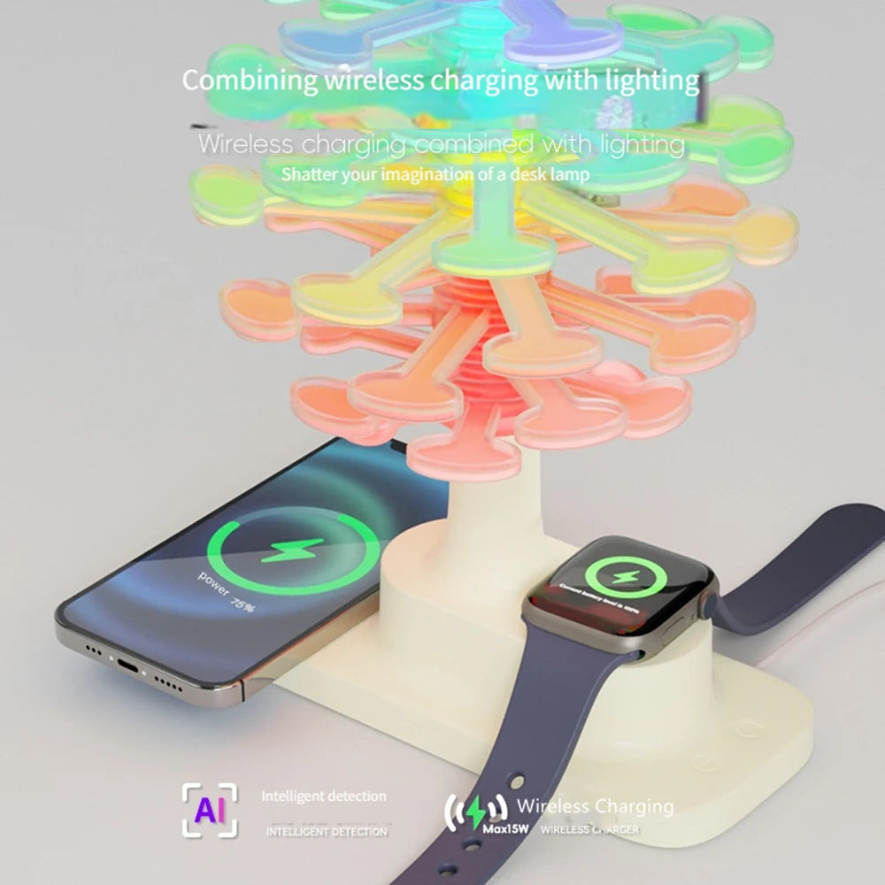 Spiral Tree Table Lamp with Wireless Charger: Light Meets Function