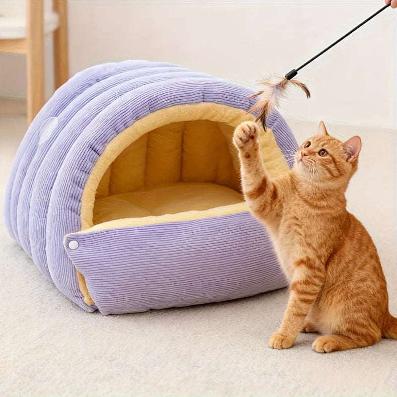 Fleece Enclosed Cat Cave Bed: Warm, Cozy Retreat