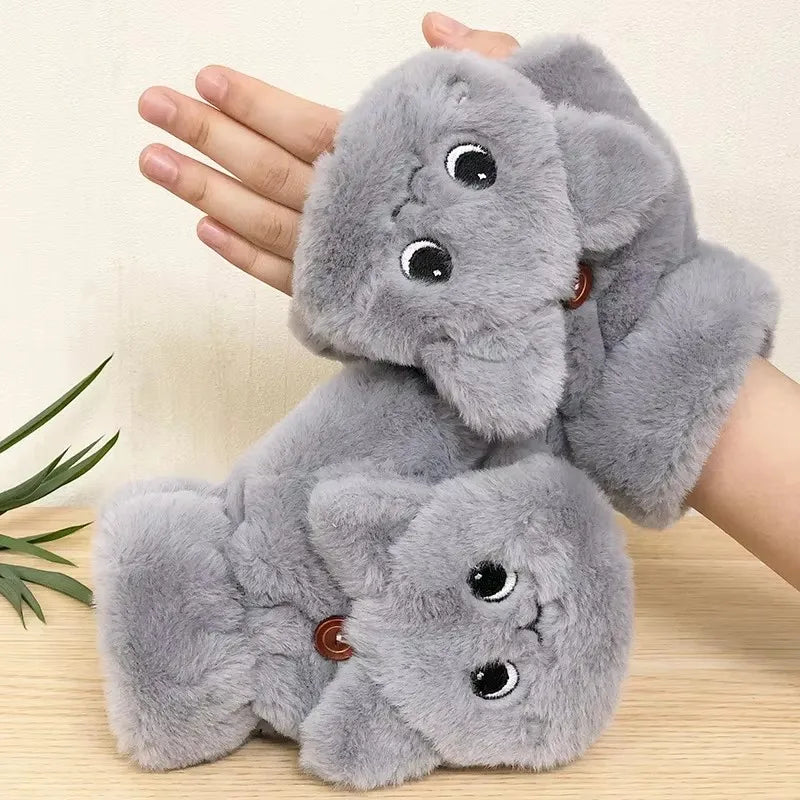 Plush Animal Fingerless Gloves: Cozy, Playful Cold-Weather Style