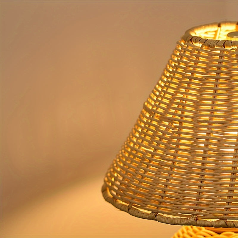 Bamboo Woven Boho Desk Lamp