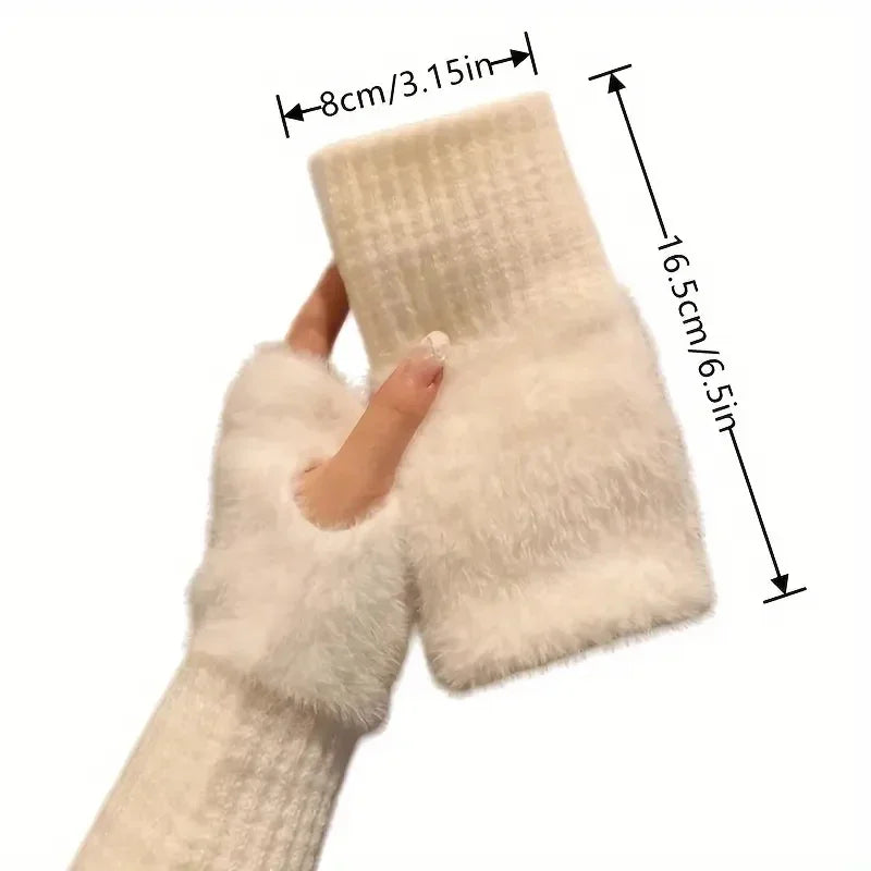Plush Cozy Fingerless Gloves for Women: Warmth with Elegant Style