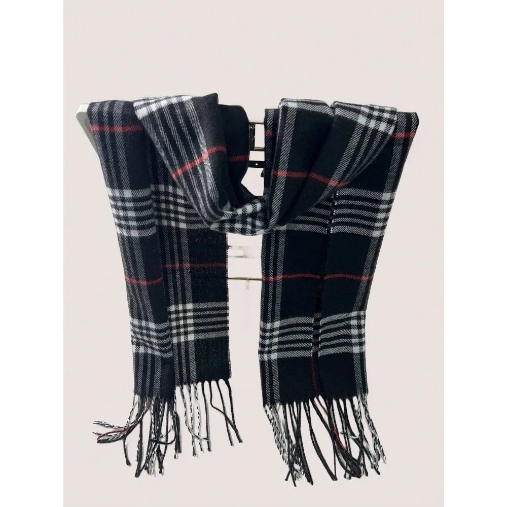 Plaid Cashmere-Feel Scarf: Warm, Elegant Winter Layering