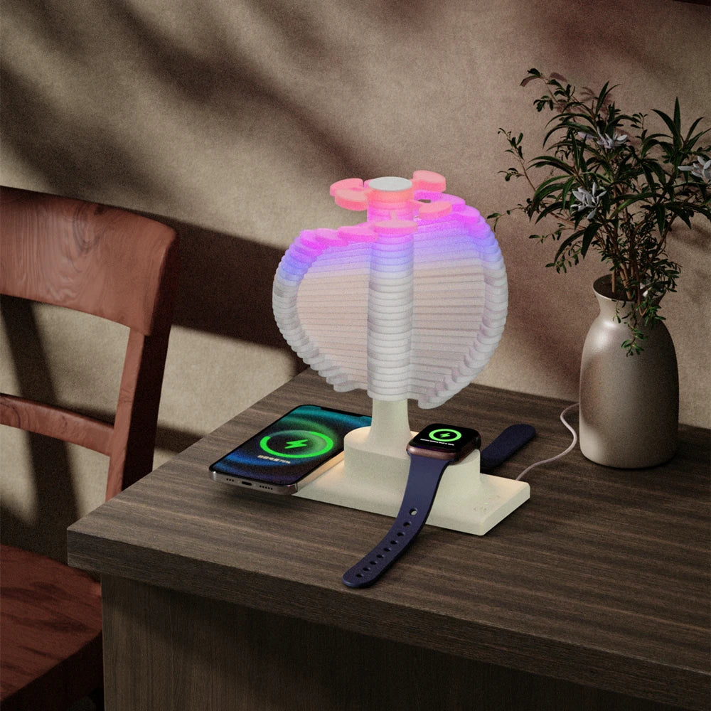 Spiral Tree Table Lamp with Wireless Charger: Light Meets Function