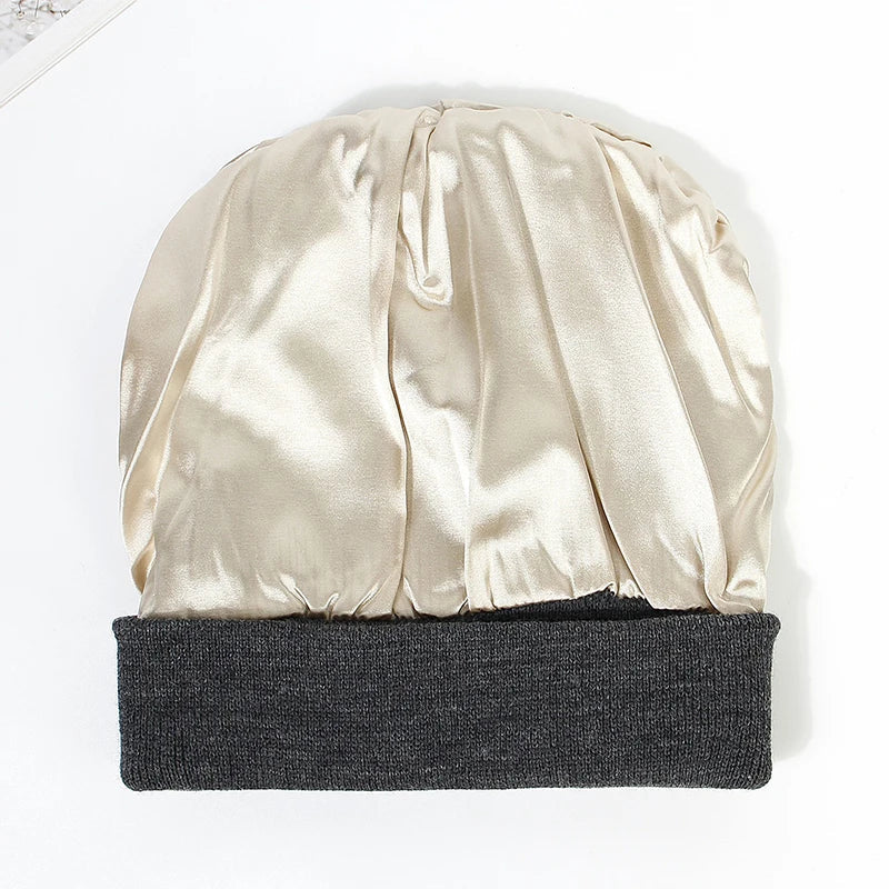 Satin-Lined Beanie Cap for Women: Warmth That Protects Hair