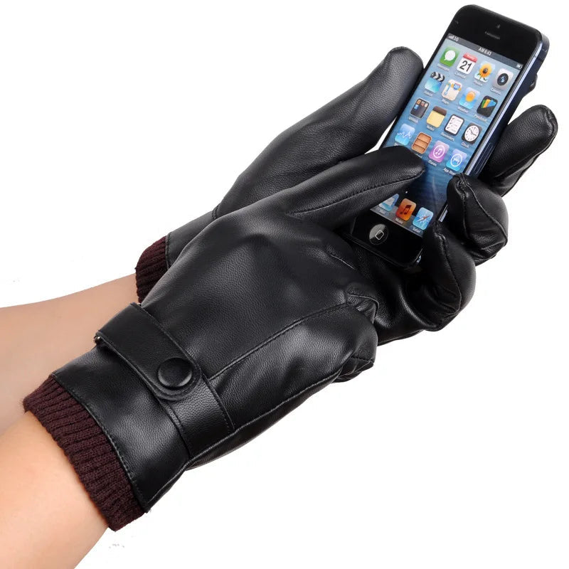 Men's Touch Screen Leather Gloves: Stay Warm, Stay Connected