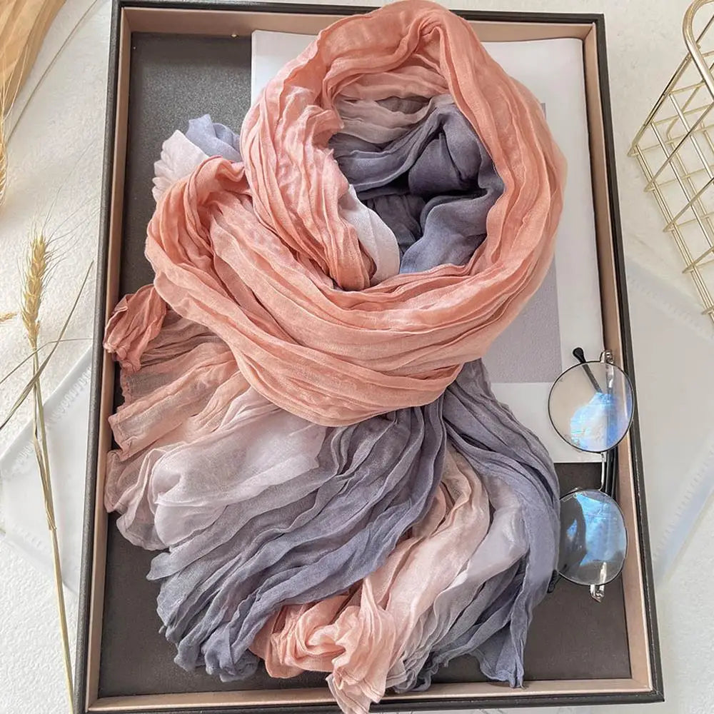 Soft Gradient Cotton Shawl: Elegant Winter Layering for Women