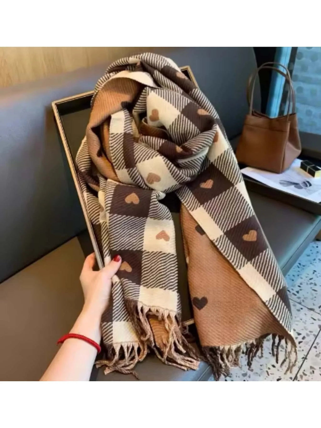 Checkered Winter Scarf Shawl: Cozy Cold-Weather Style