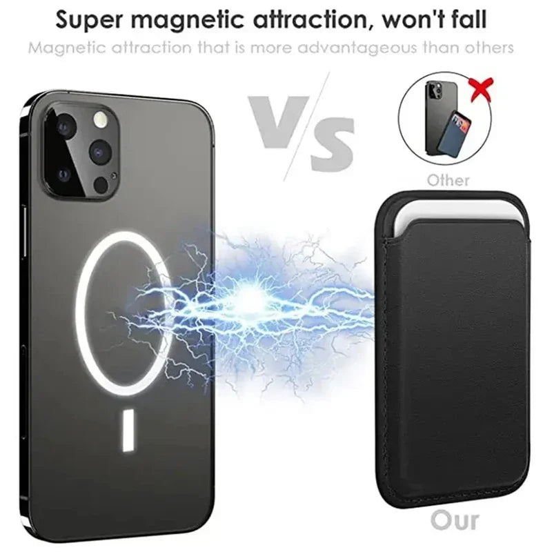 Magnetic Leather Card Holder for iPhone: Secure, Slim, Stylish