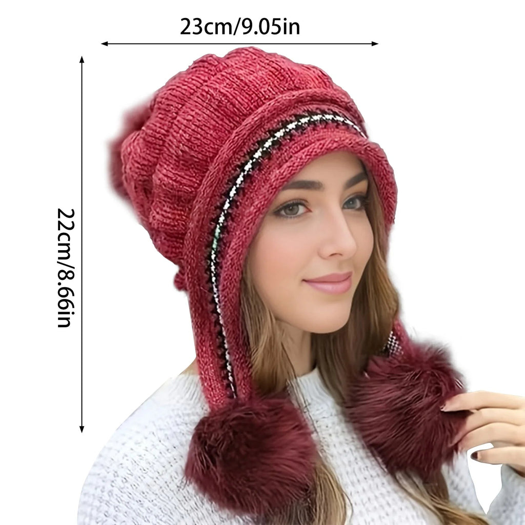 Fleece-Lined Winter Hat: Faux Fur Pom Pom Warmth