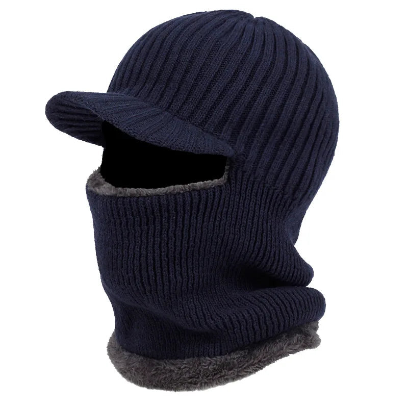 Knit Beanie Balaclava with Visor: Versatile Cold-Season Cover