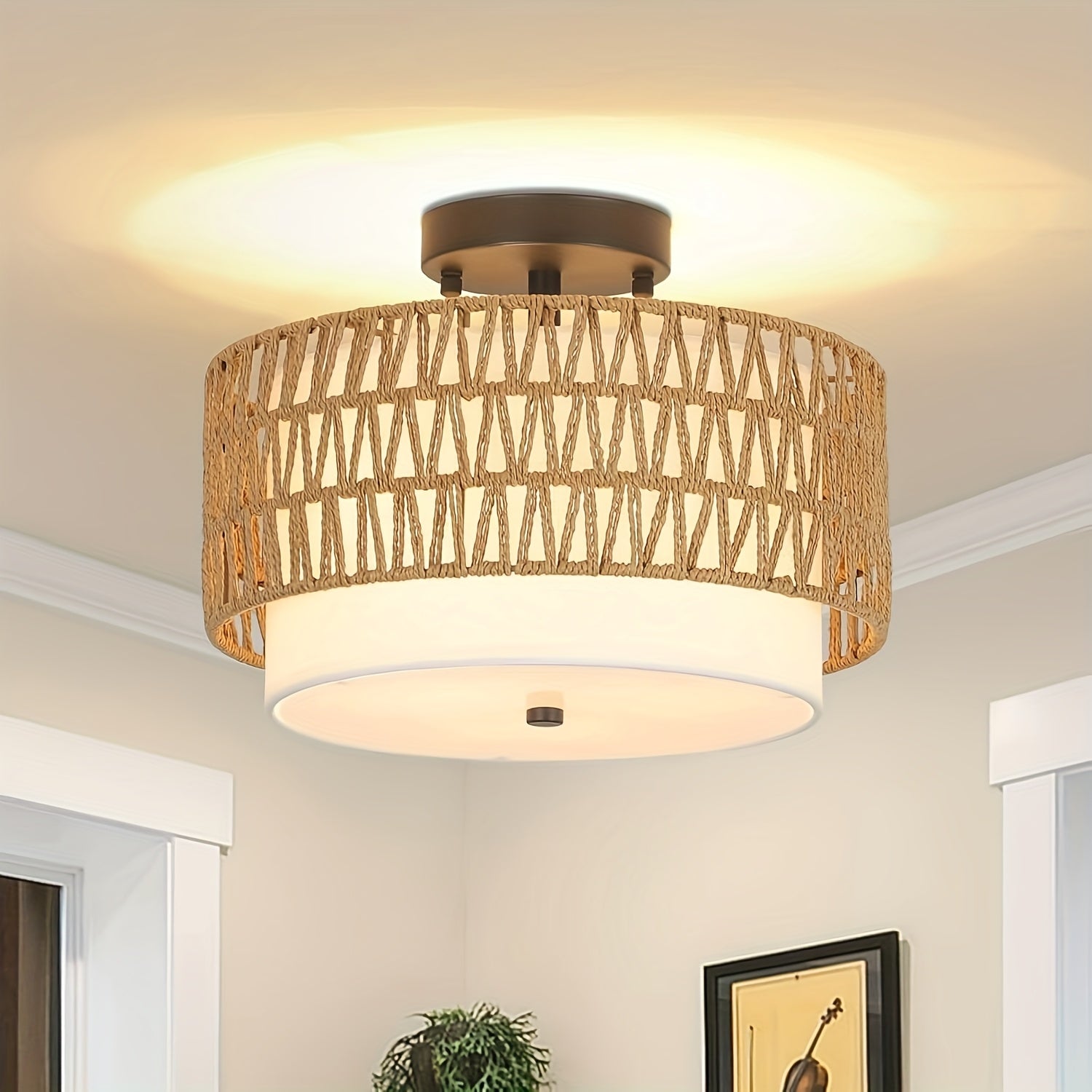 Boho Rattan Ceiling Light