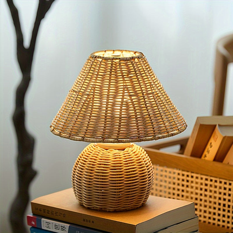 Bamboo Woven Boho Desk Lamp