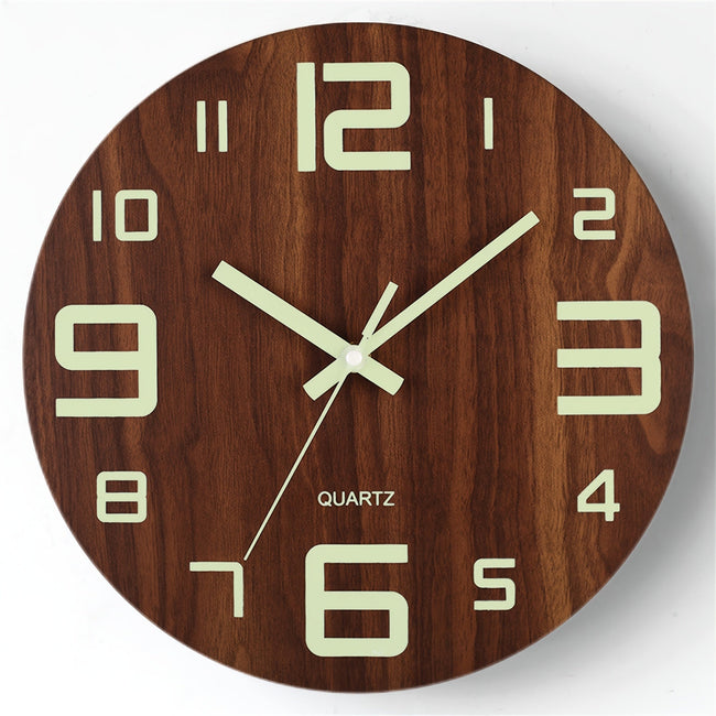 Walnut Luminous Wall Clock