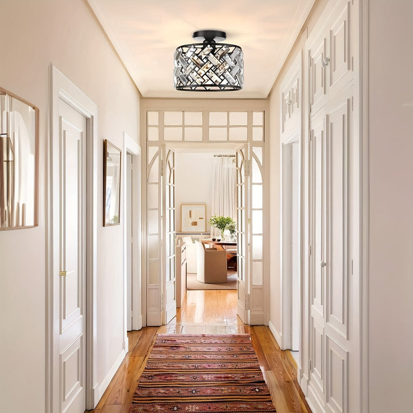 Modern Crystal Semi Flush Mount Ceiling Light