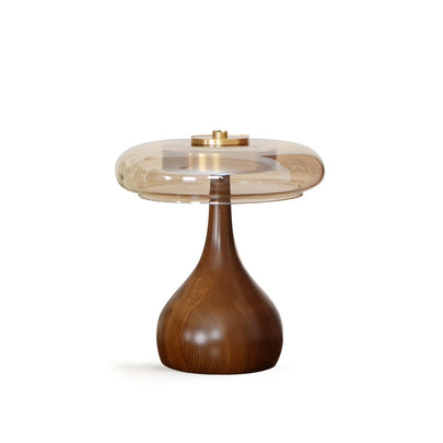 Andi Brass & Wood Glass Table Lamp