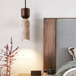 Wabi-Sabi Travertine & Wood Pendant Light