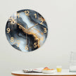 Blue & Gold Marble Wall Clock