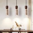 Wabi-Sabi Travertine & Wood Pendant Light
