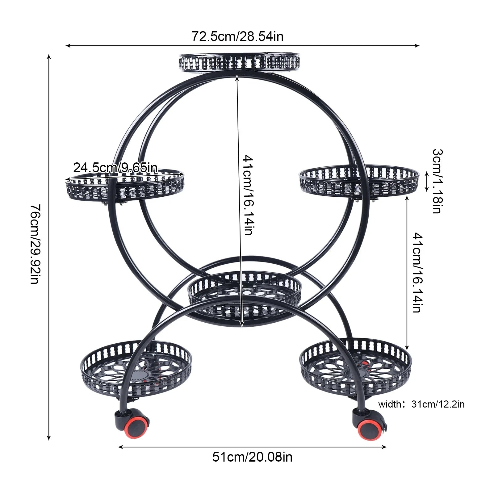 Metal Plant Stand with Wheels