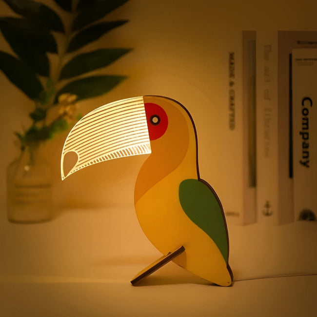 Wooden Animal LED Night Light Table Lamp