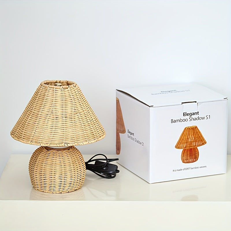 Bamboo Woven Boho Desk Lamp