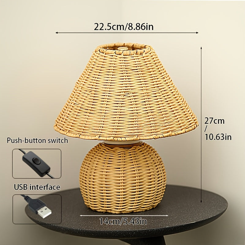 Bamboo Woven Boho Desk Lamp
