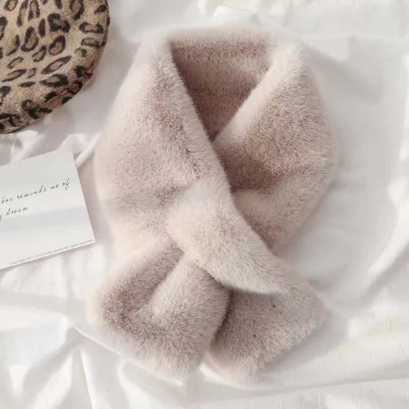 Faux Fur Cross Collar Scarf: Warm Style All Season