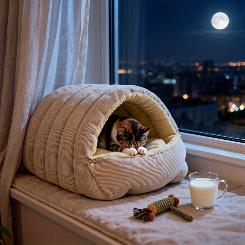 Fleece Enclosed Cat Cave Bed: Warm, Cozy Retreat