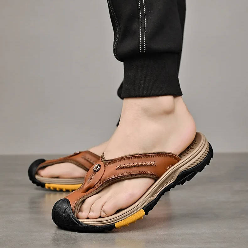 Water Resistant Toe Flip Flops for Men: Protected Beach Comfort