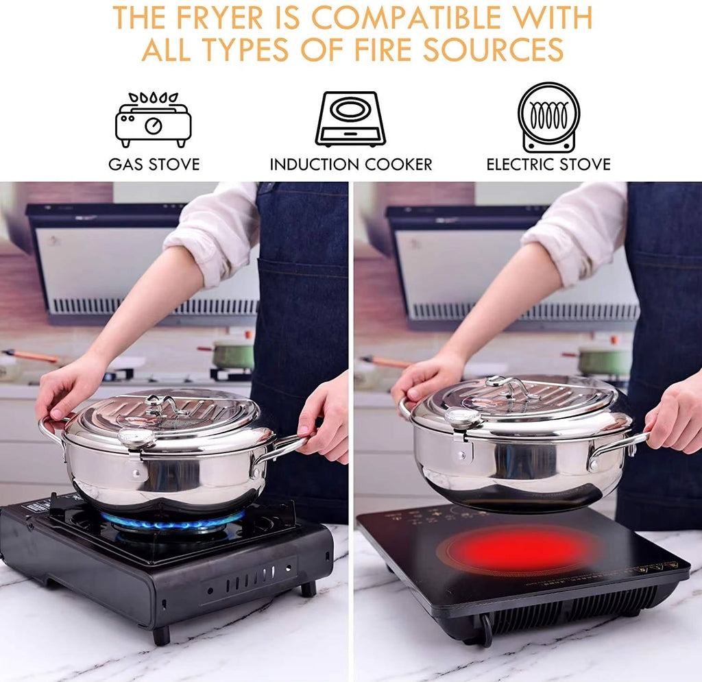 Japanese Deep Frying Pot: Even Heat, Compact Design