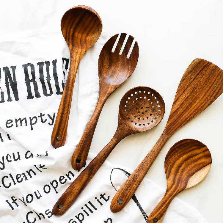 Wooden Utensils Set: Protect Your Pans, 6 Pieces