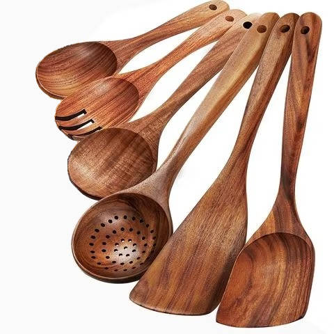Wooden Utensils Set: Protect Your Pans, 6 Pieces