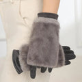 Suede Rabbit Fur Winter Gloves: Touch Screen Compatible