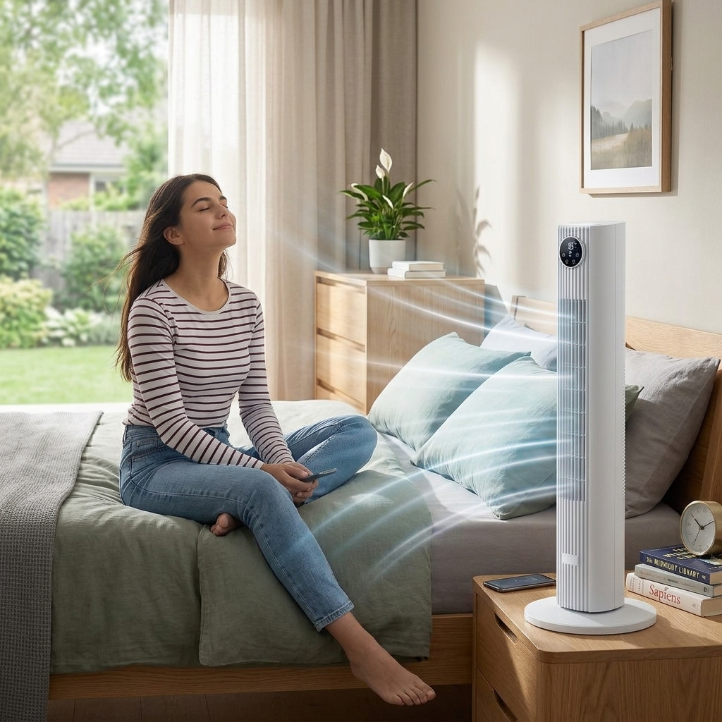 Portable Air Conditioner Cooler in use, lifestyle setting