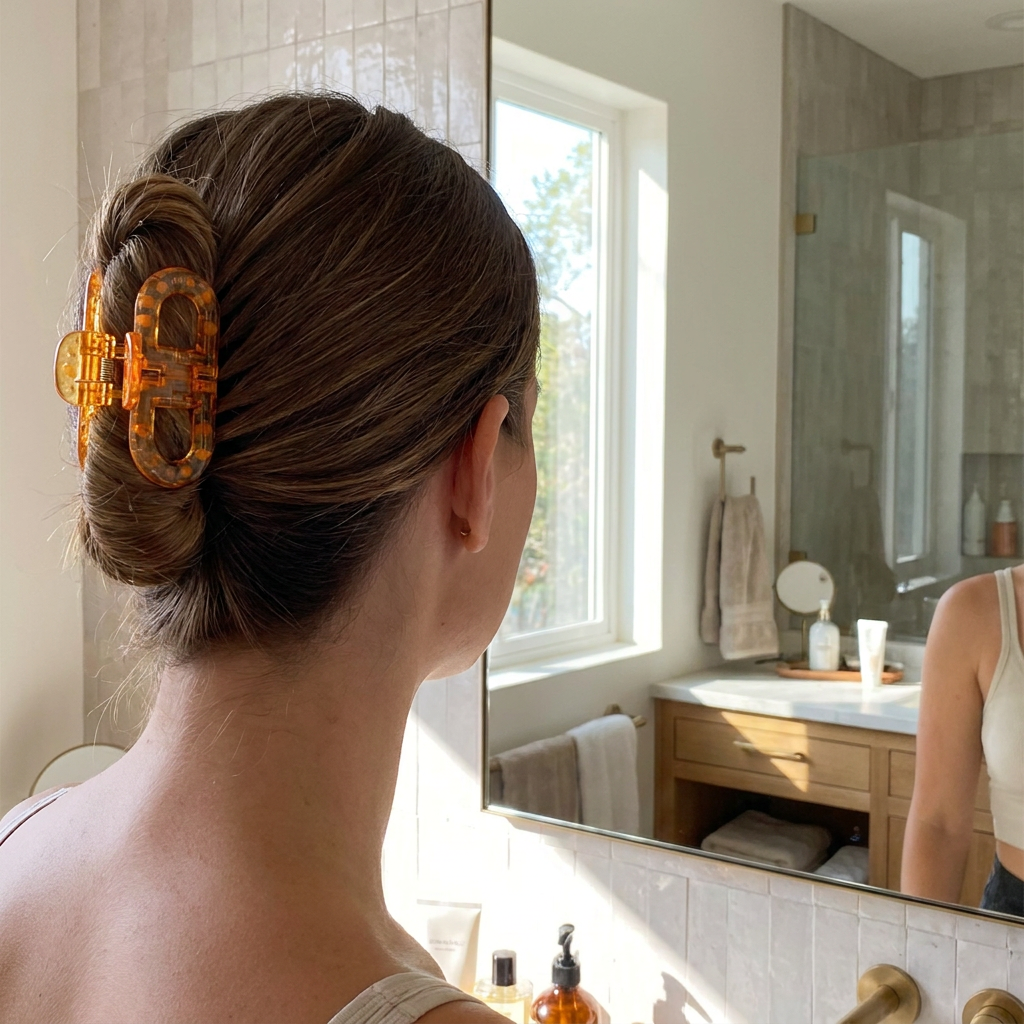 Smart Magnetic Strong Hold Hairclip Set in use, lifestyle setting